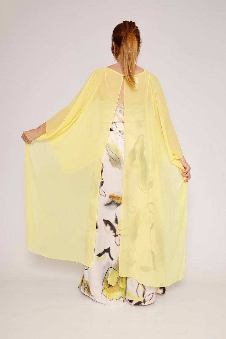 Blusa tipo capa asimétrica 63-2189-AMARILLO