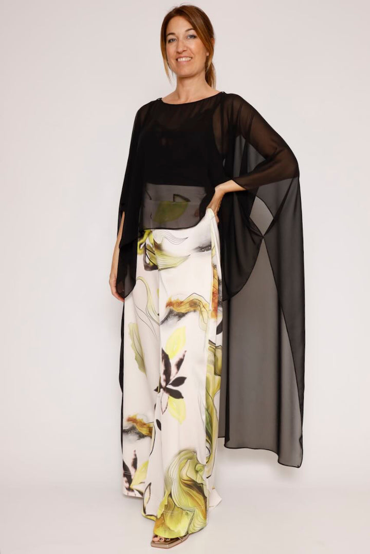 Blusa tipo capa asimétrica 63-2189-NEGRO