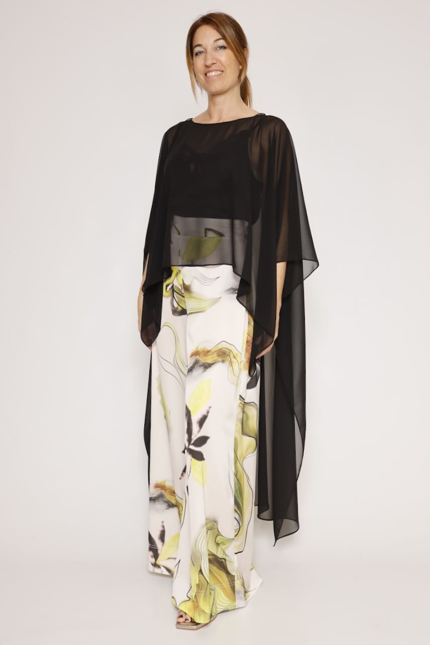 Blusa tipo capa asimétrica 63-2189-NEGRO