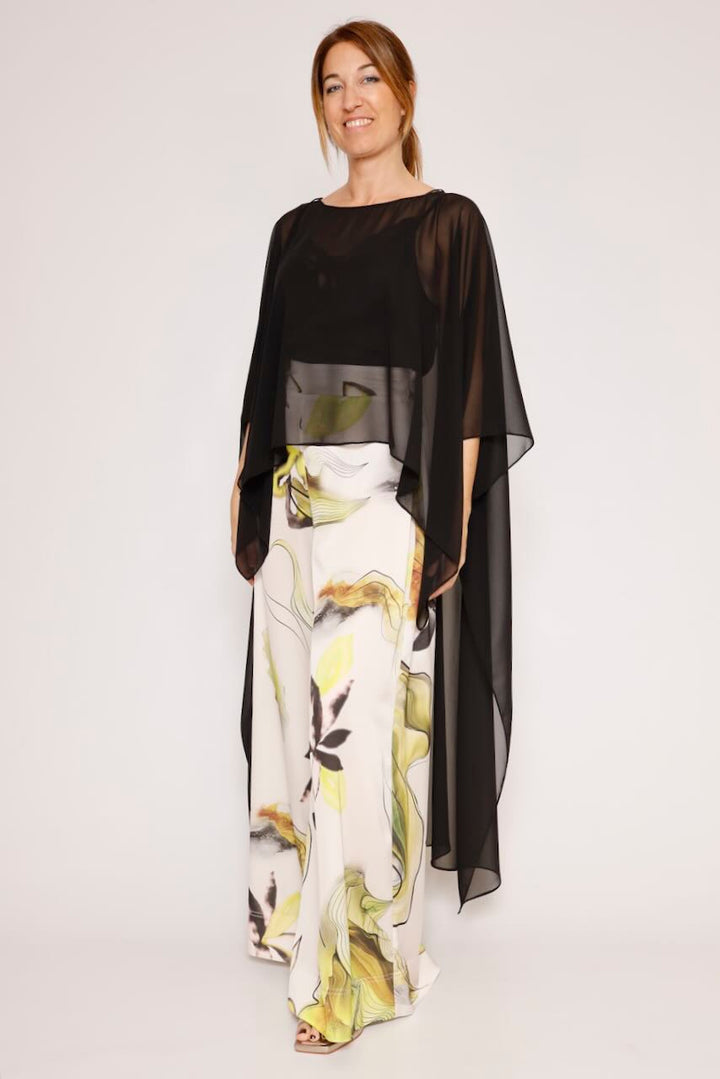 Blusa tipo capa asimétrica 63-2189-NEGRO