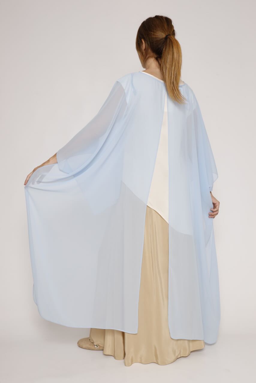 Blusa tipo capa asimétrica 63-2189-AZUL