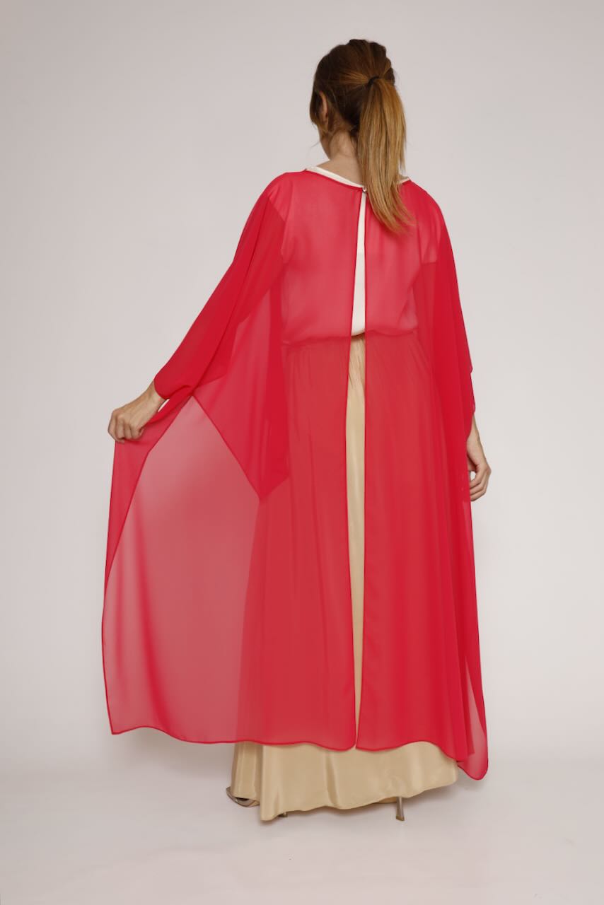 Blusa tipo capa asimétrica 63-2189-ROSA