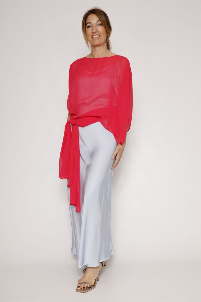 Blusa tipo capa asimétrica 63-2189-ROSA