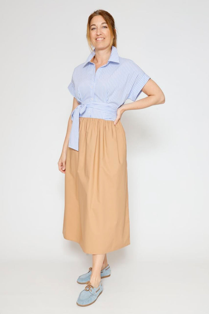 VESTIDO A2EWCAB000-AZZURRO/CAMEL