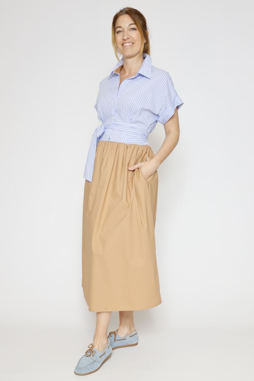 VESTIDO A2EWCAB000-AZZURRO/CAMEL