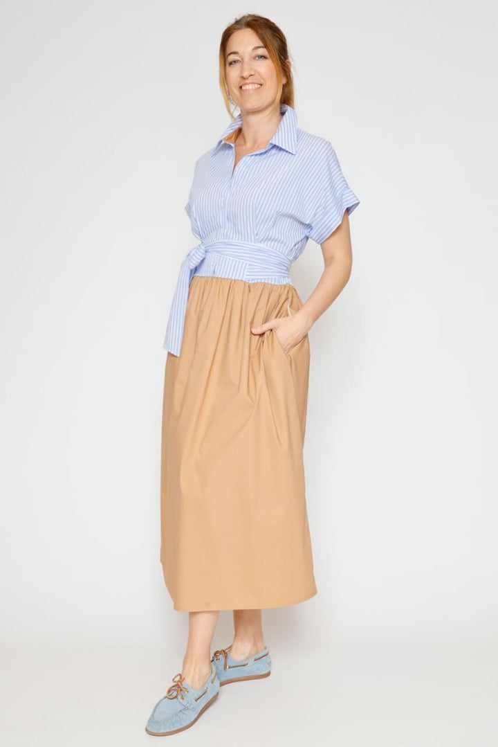 VESTIDO A2EWCAB000-AZZURRO/CAMEL