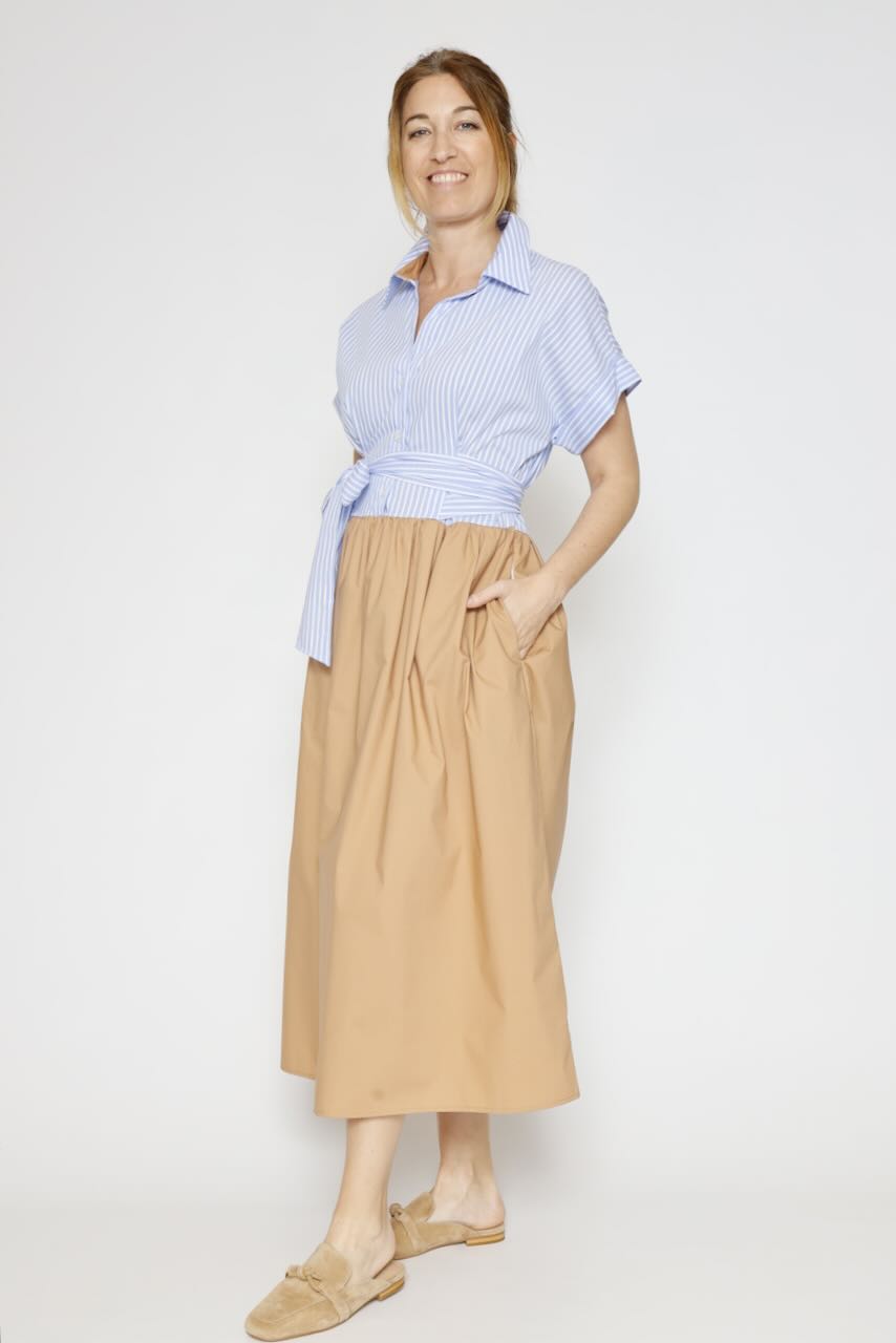 VESTIDO A2EWCAB000-AZZURRO/CAMEL