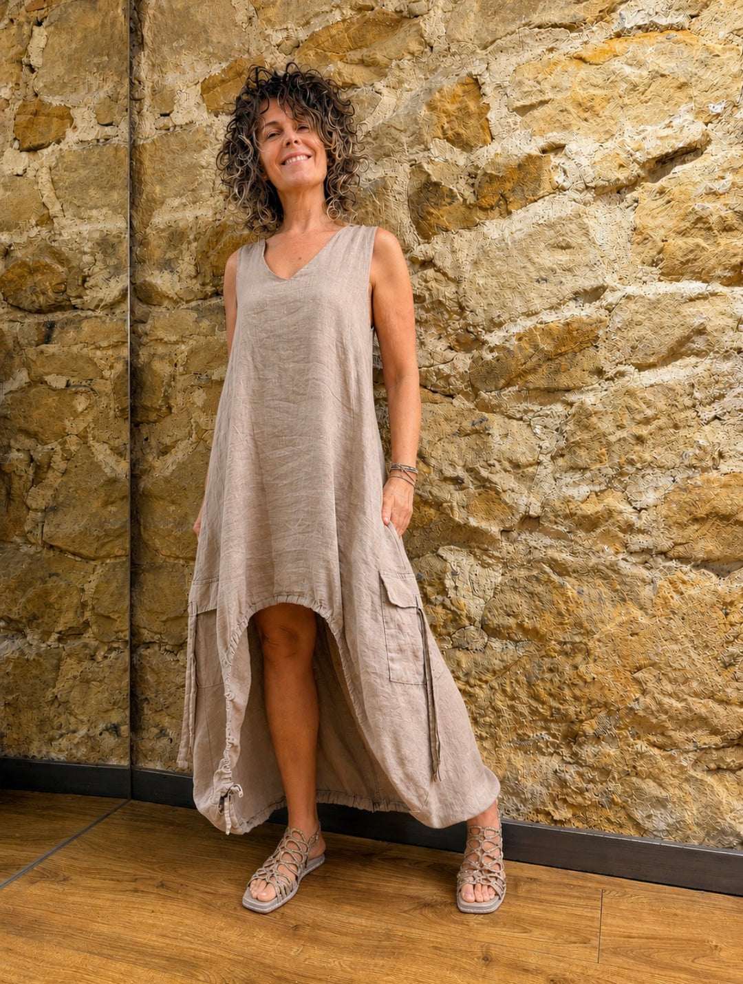 VESTIDO ASIMÉTRICO P26DD720-LATTE