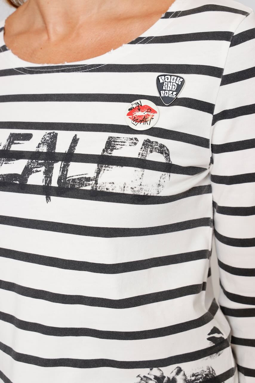 CAMISETA TWIGGY STRIPES-BLANCO