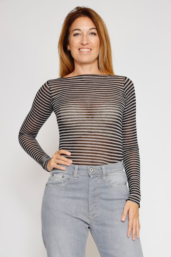 CAMISETA BY09143-RAYAS GRIS