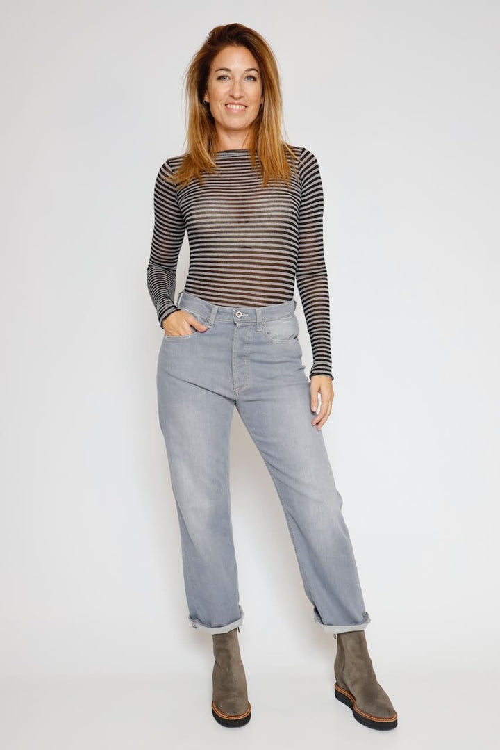 CAMISETA BY09143-RAYAS GRIS