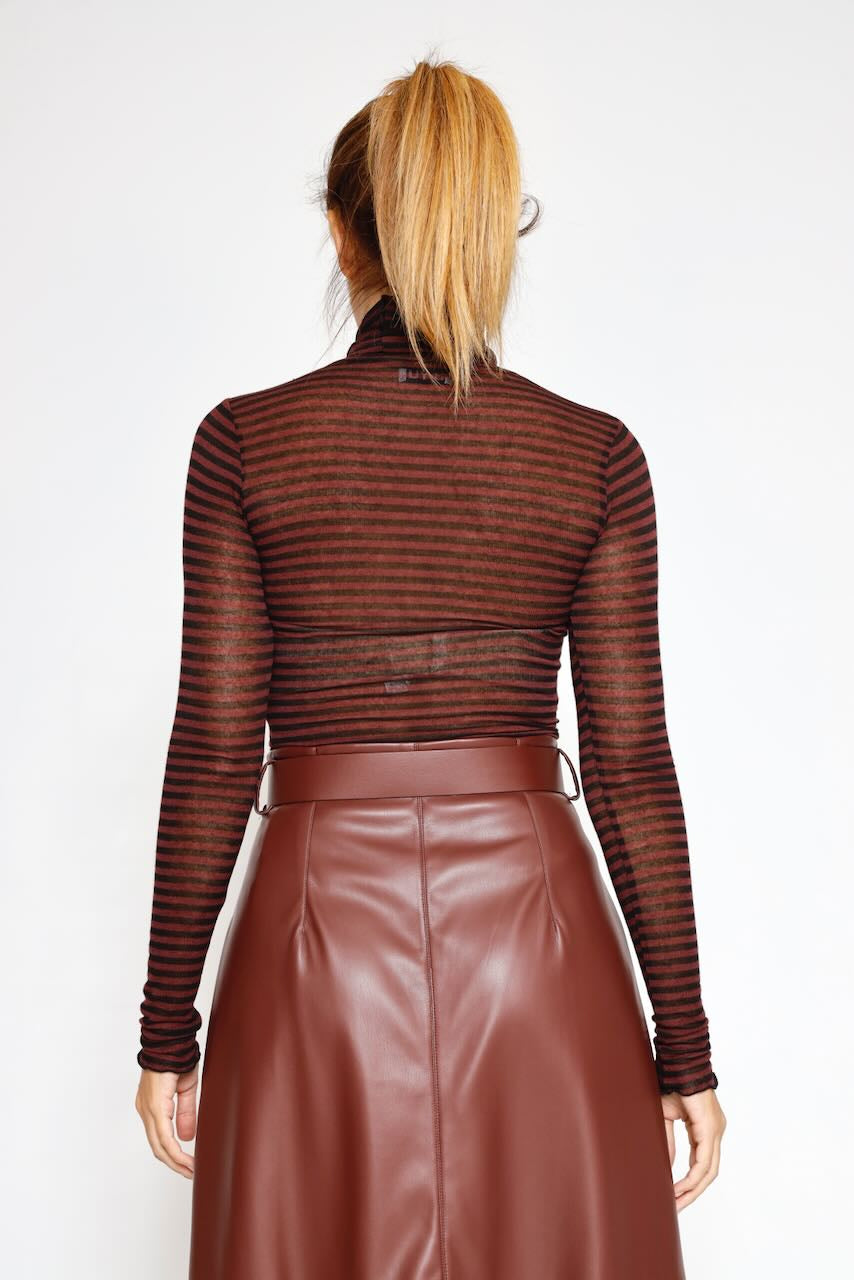 CAMISETA BY09144-RAYAS BURDEOS