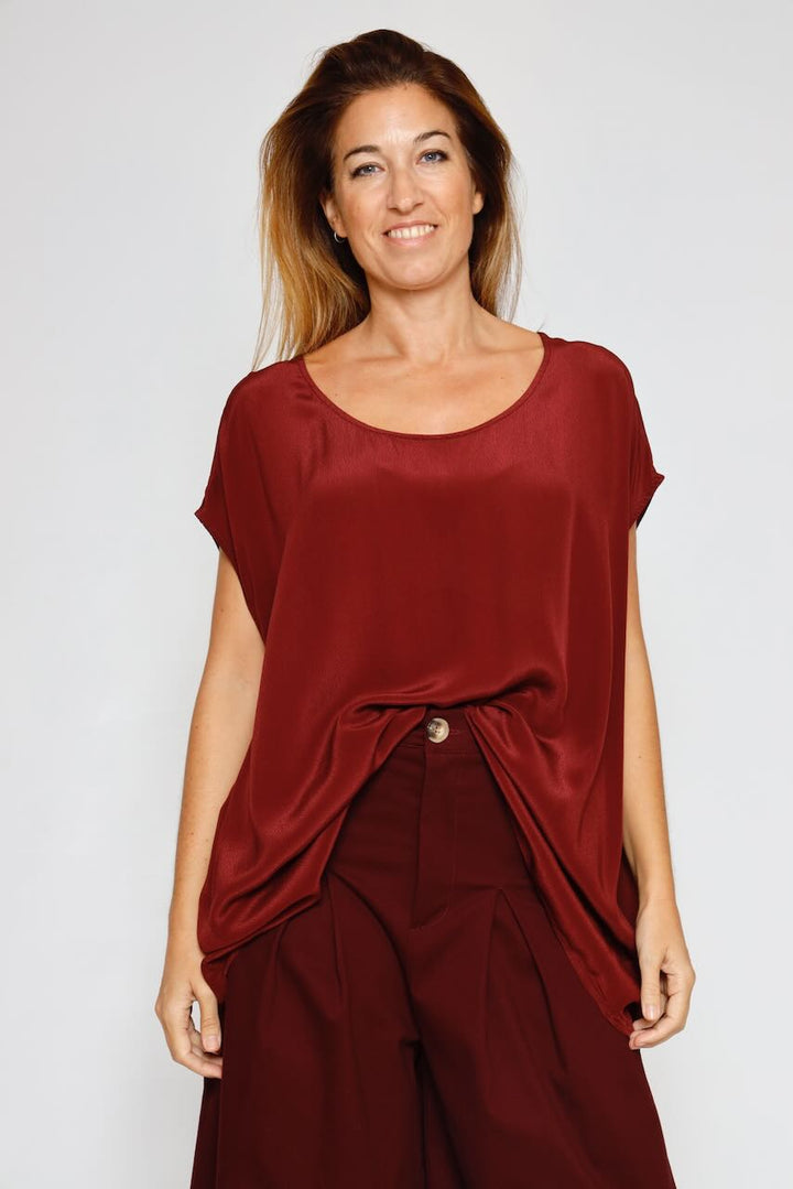 BLUSA/LARGONA P25AN127-BURDEOS