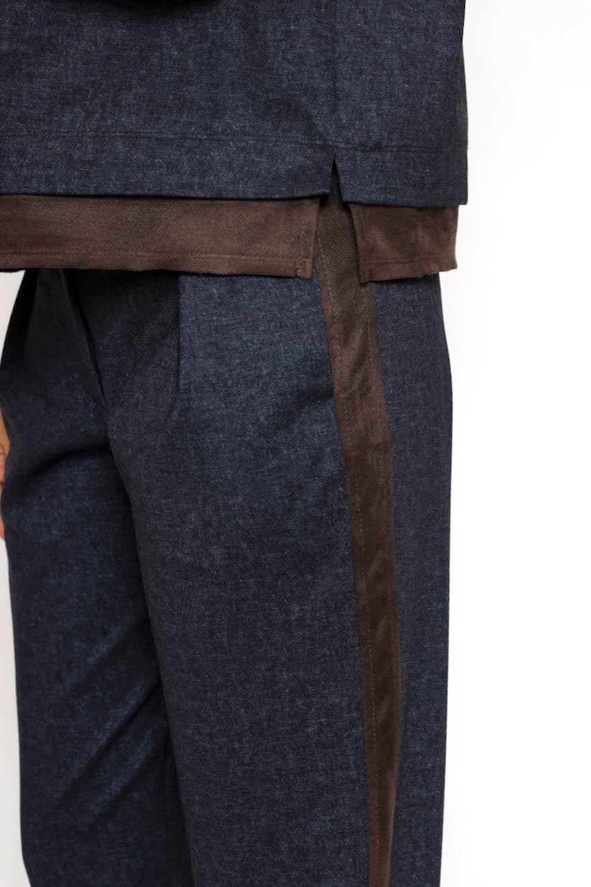 Blusa con detalles efecto ante 54-2031-MARINO