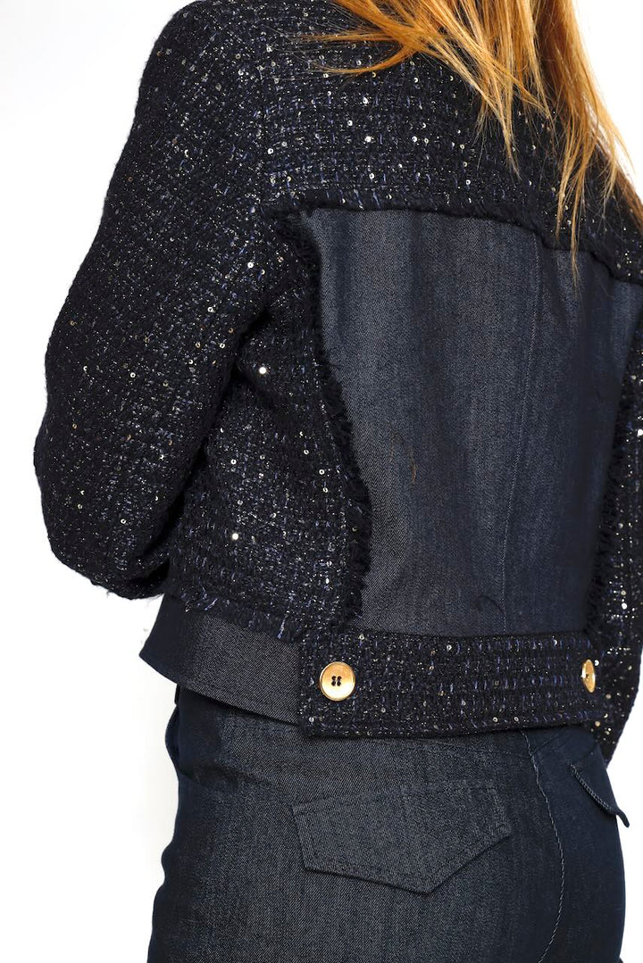 Blazer corto de tweed con lurex 54-1006-AZUL