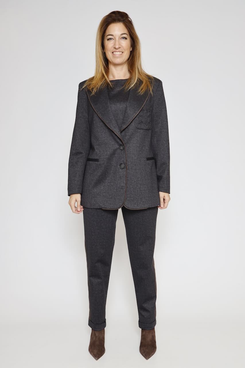 Blazer con detalle de ribete y bolsillo 54-1056-NEGRO