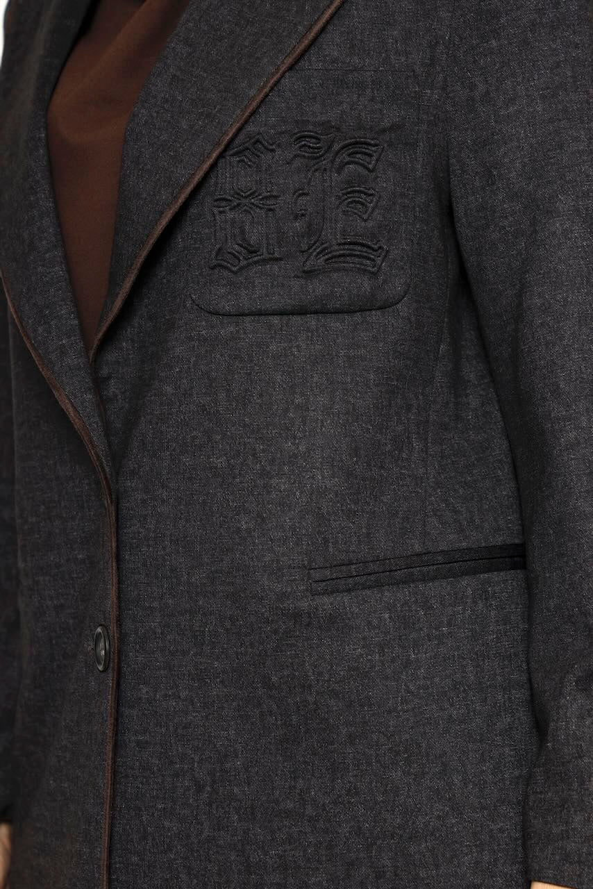 Blazer con detalle de ribete y bolsillo 54-1056-NEGRO