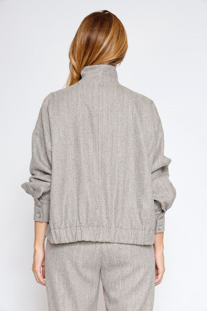 Chaqueta de espiga con cuello alto 54-1016-GRIS