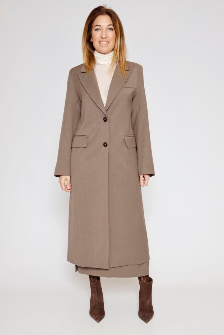 Abrigo largo con bolsillos de solapa 54-9000-CAFE