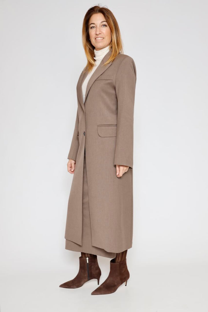 Abrigo largo con bolsillos de solapa 54-9000-CAFE