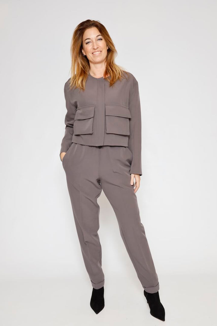 PANTALONES CON CINTURILLA ELÁSTICA 54-5091-TAUPE