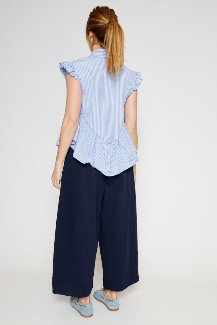 CAMISA SIN MANGAS COS5LFY-AZZURRO/BLANCO