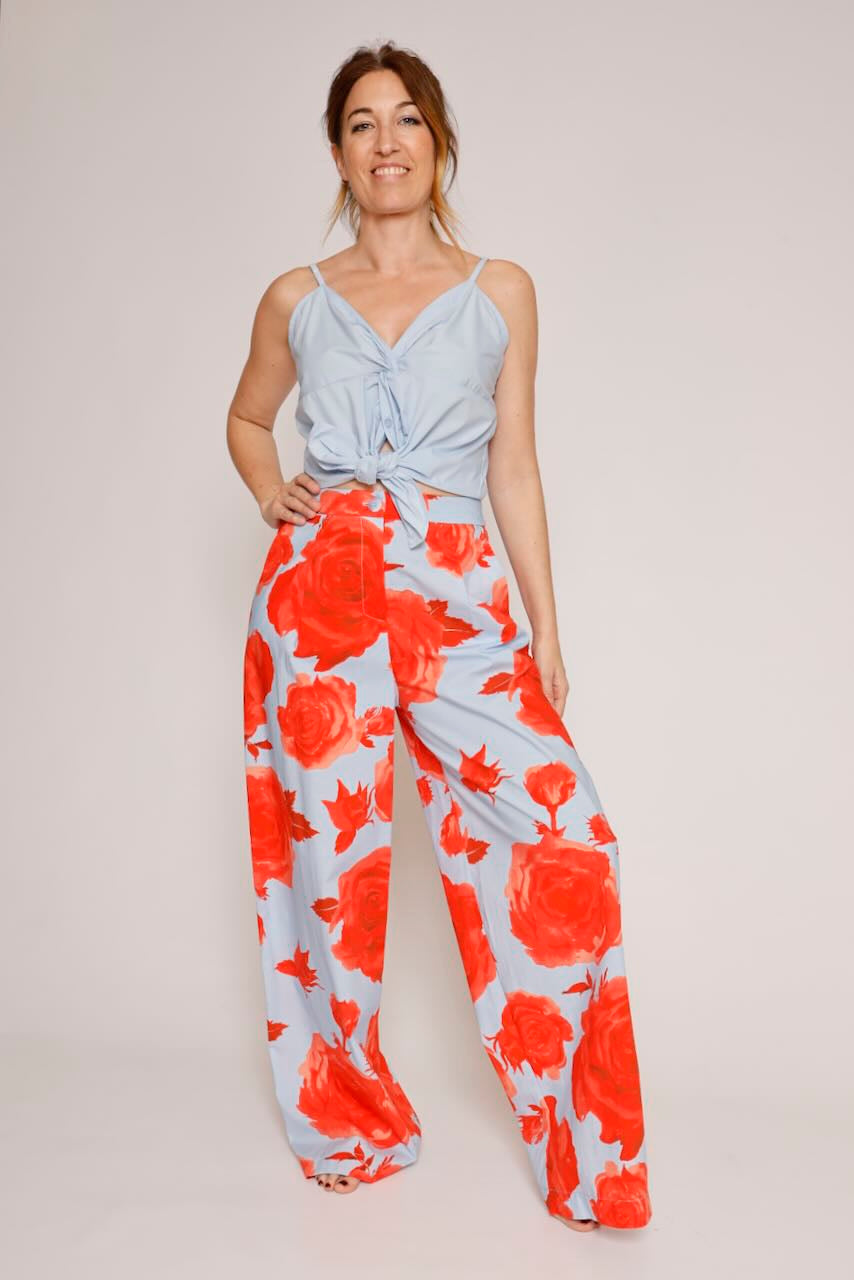 PANTALÓN BY10246-AZUL/NARANJA