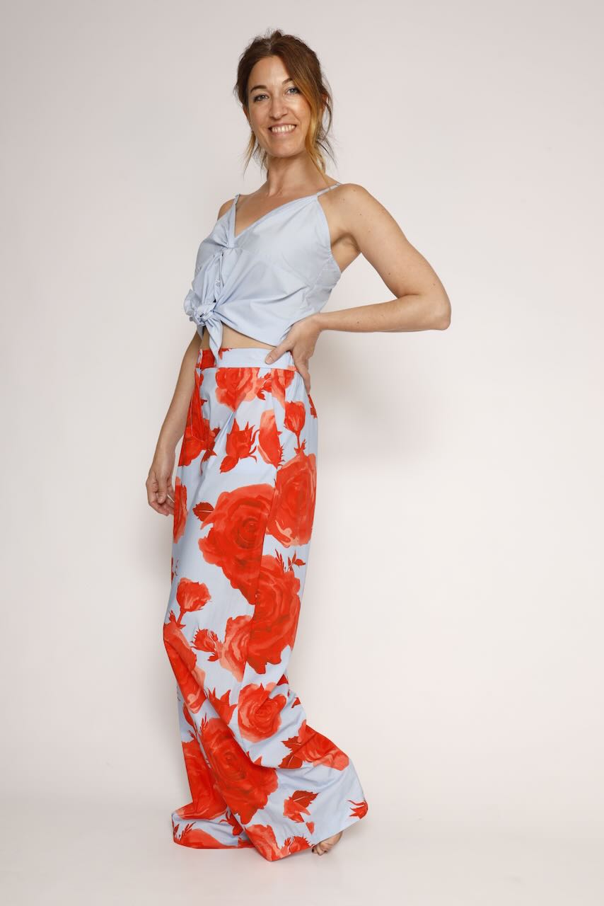 PANTALÓN BY10246-AZUL/NARANJA