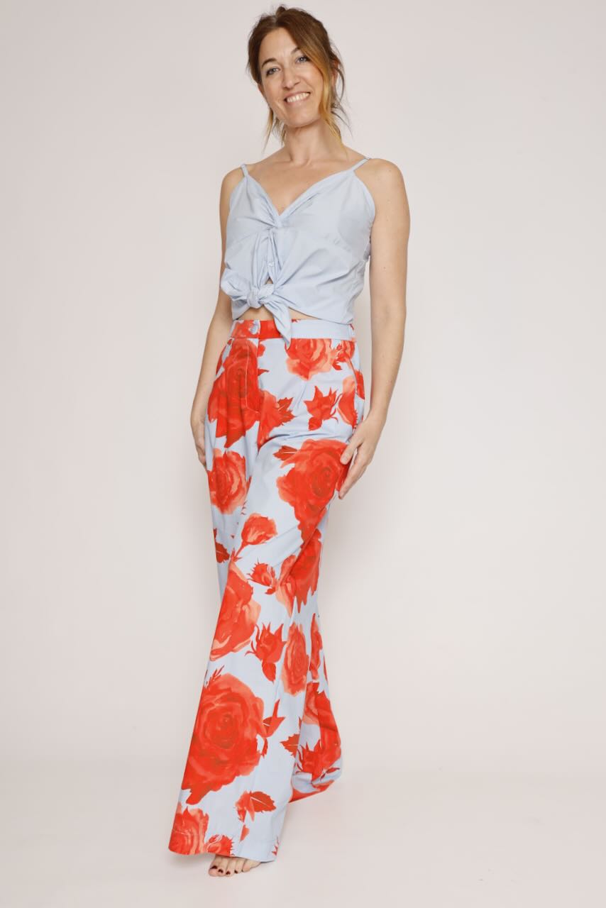 PANTALÓN BY10246-AZUL/NARANJA