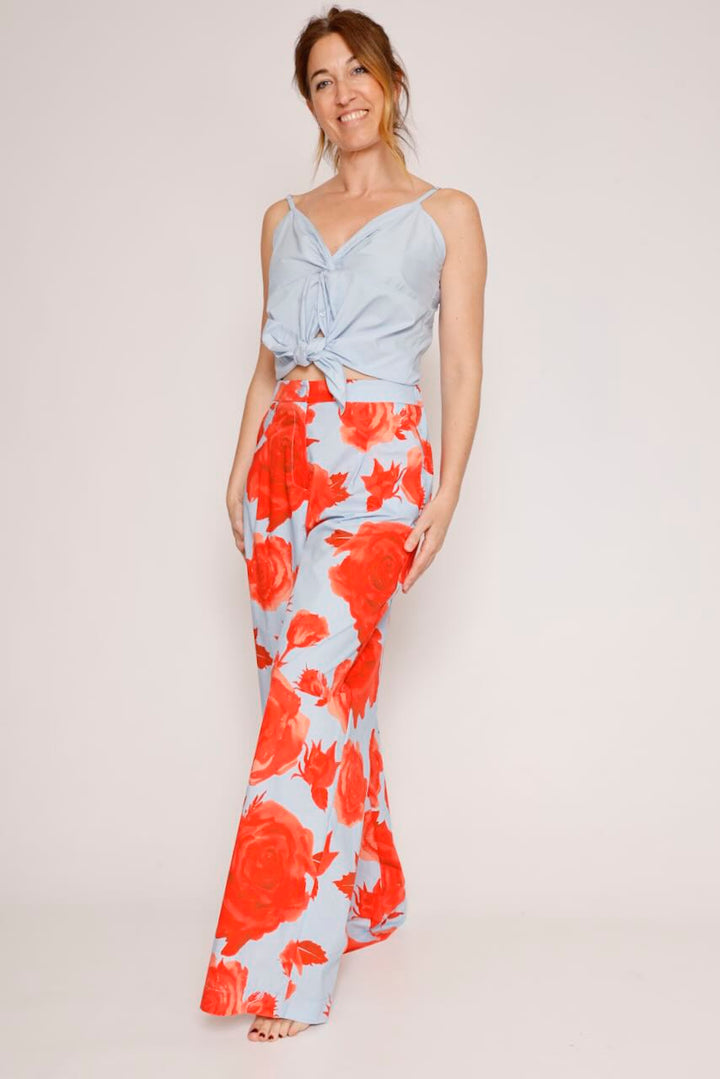 PANTALÓN BY10246-AZUL/NARANJA