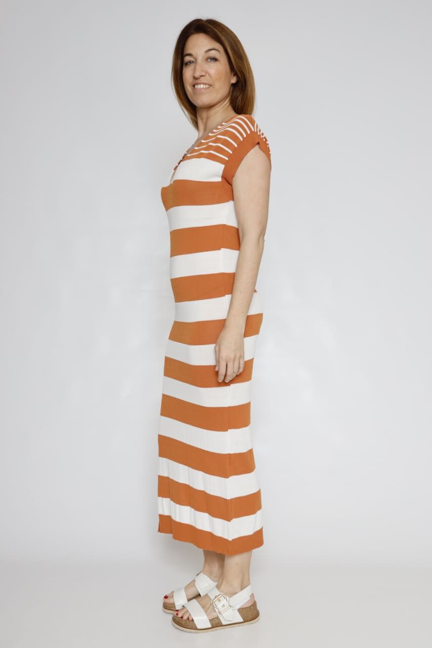 VESTIDO RAYAS BY08008-TEJA