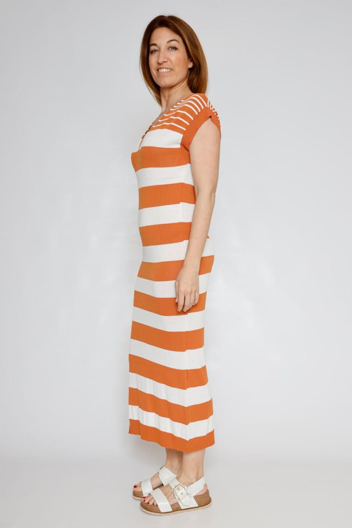 VESTIDO RAYAS BY08008-TEJA