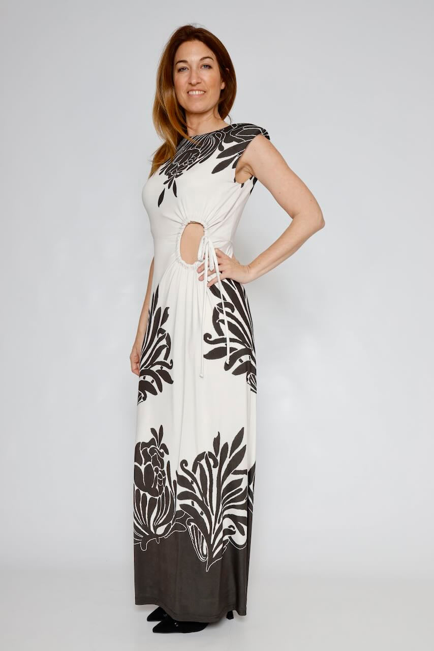 VESTIDO 53-3311-BEIGE/NEGRO