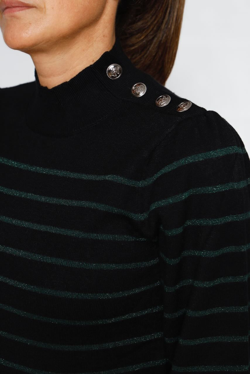 PESSIE STRIPES JERSEY-BLACK/GREEN