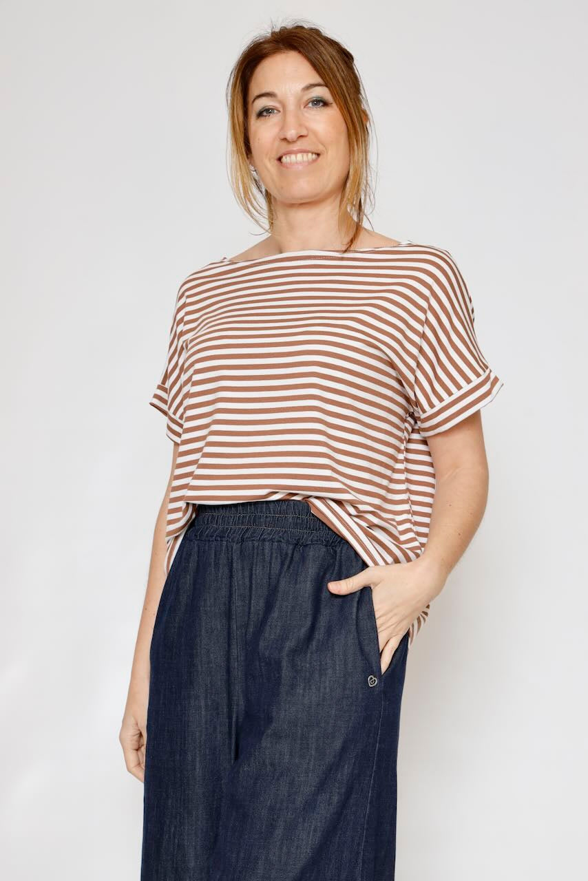 CAMISETA P26BU415-BLANCO/MARRON