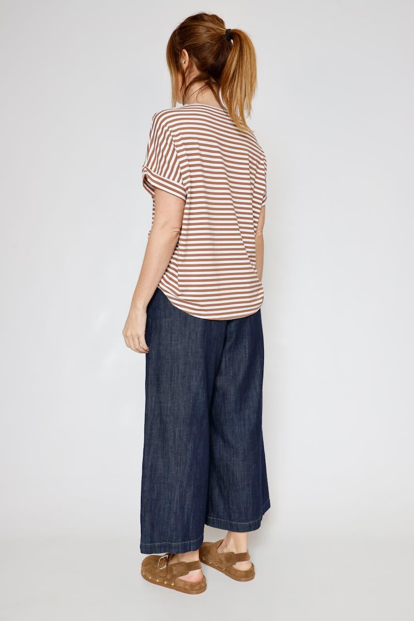 CAMISETA P26BU415-BLANCO/MARRON