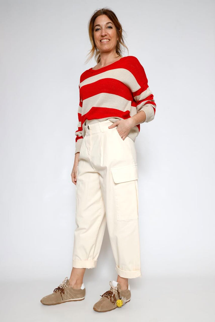 JERSEY M8510P8052-BEIGE/ROJO