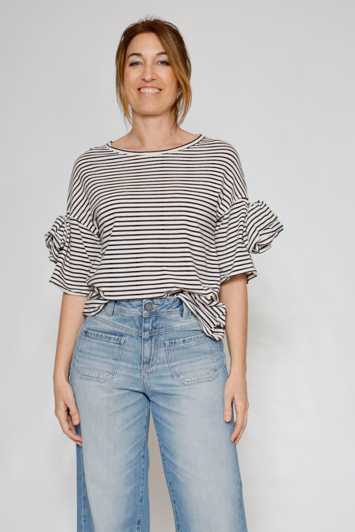 CAMISETA T0RVCOW000-BEIGE/MARINO