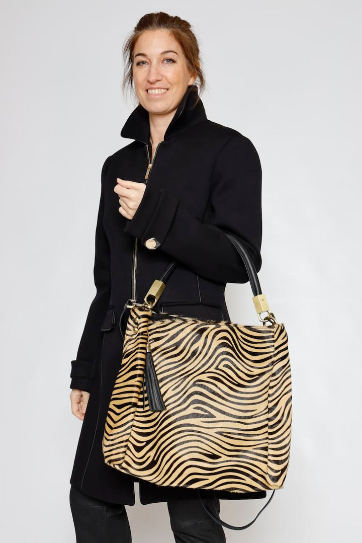 BOLSO CEBRA NEGRO BLANCO CV65872-NEGRO/BEIGE