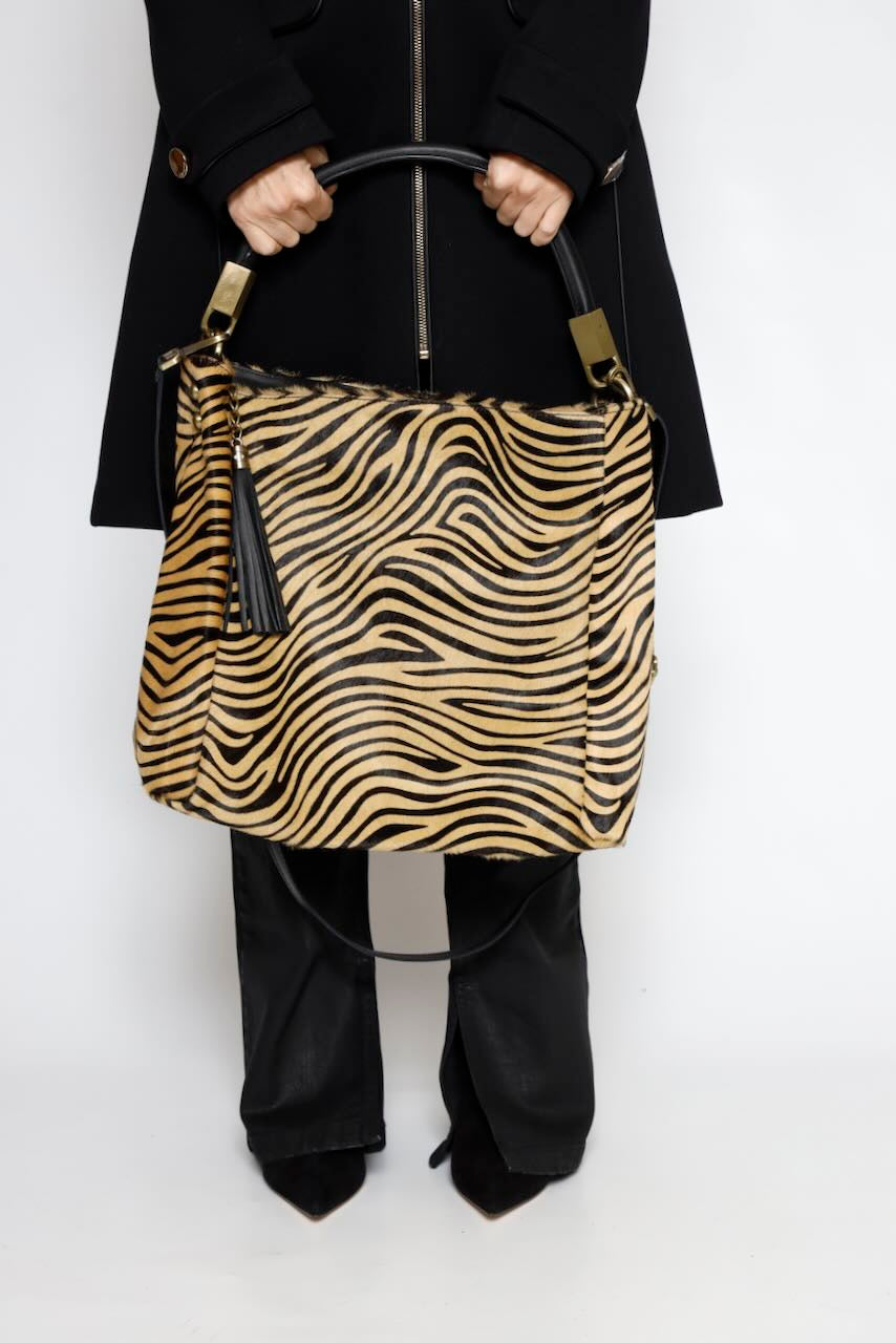 BOLSO CEBRA NEGRO BLANCO CV65872-NEGRO/BEIGE