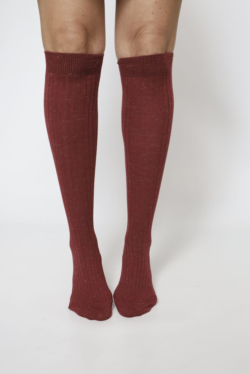 CALCETINES LARGOS LUREX BU1554-BURDEOS