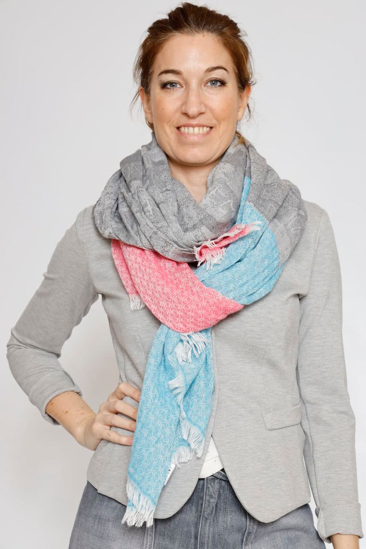 PAÑUELO SS592-GRIS/ROSA