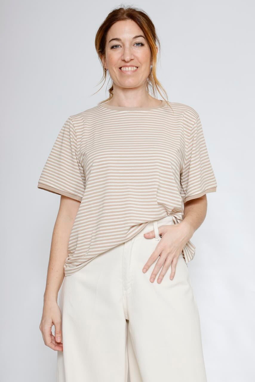 CAMISETA RAYAS BY10306-BEIGE