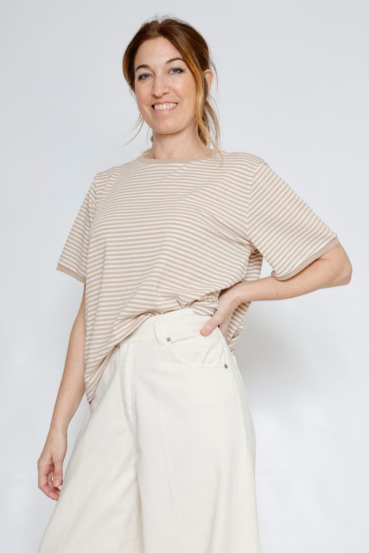 CAMISETA RAYAS BY10306-BEIGE