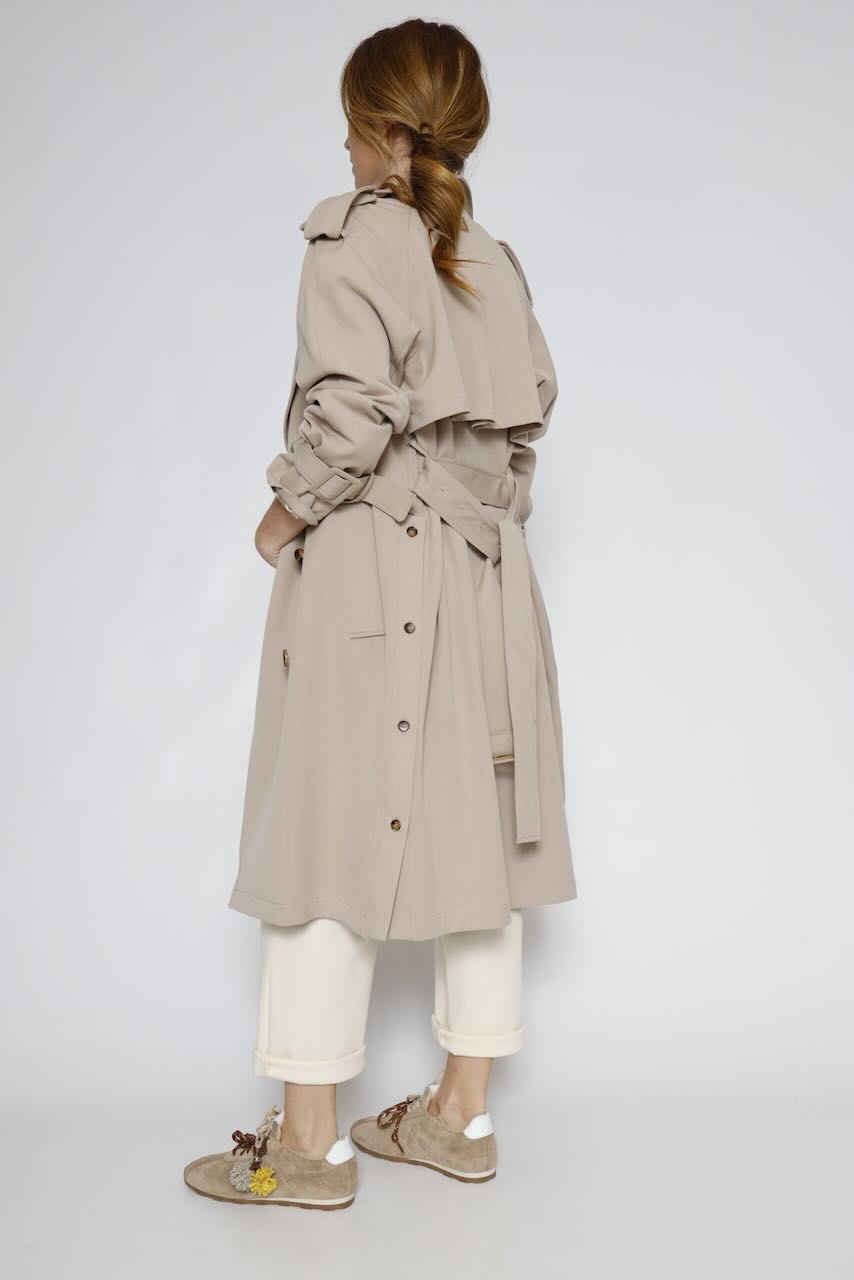 Gabardina larga de corte regular SC7002W45901-BEIGE