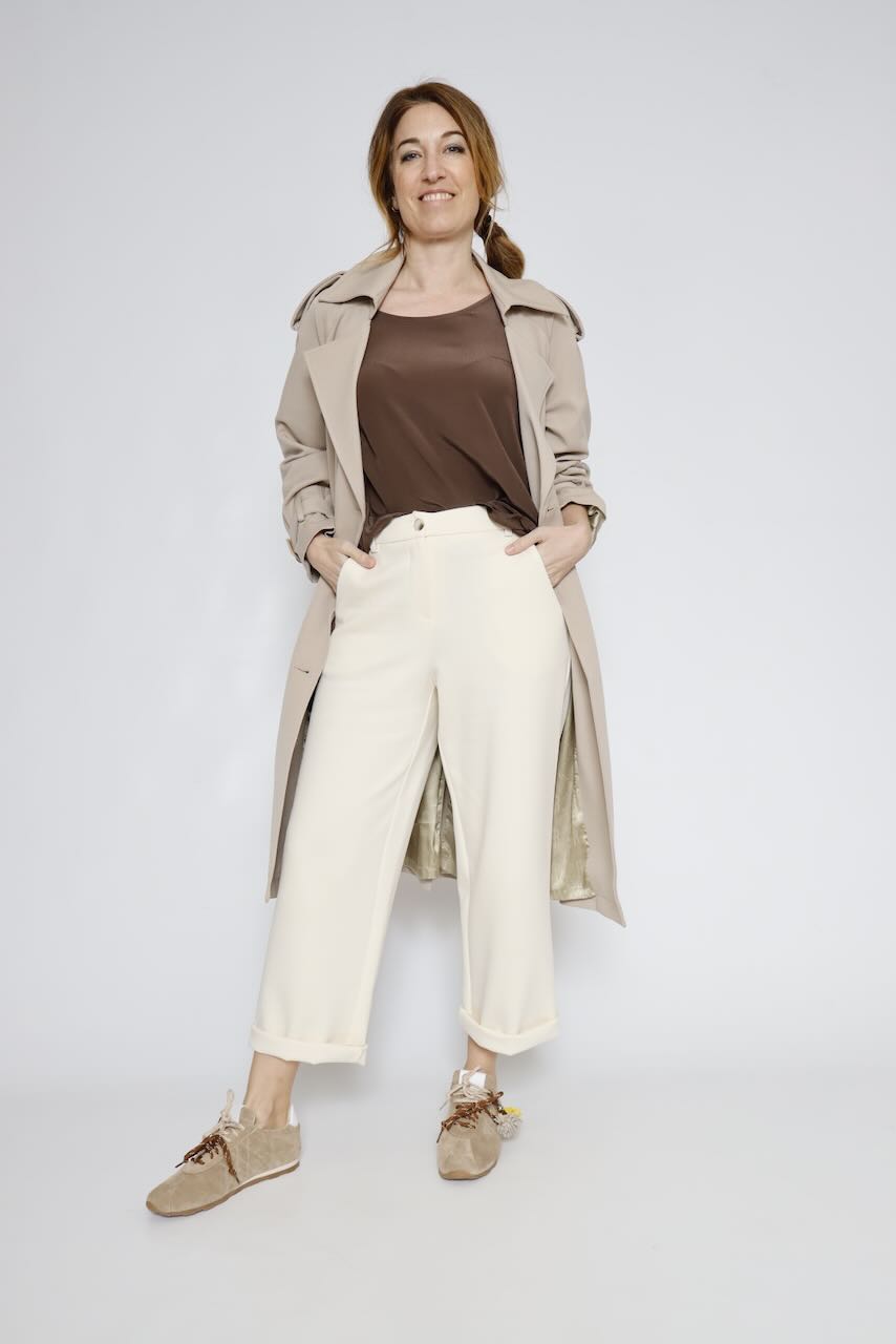 Gabardina larga de corte regular SC7002W45901-BEIGE