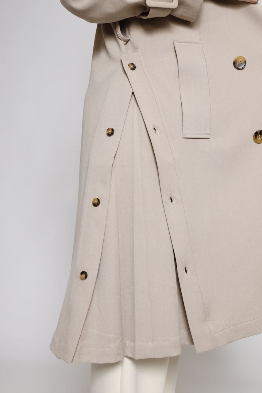 Gabardina larga de corte regular SC7002W45901-BEIGE