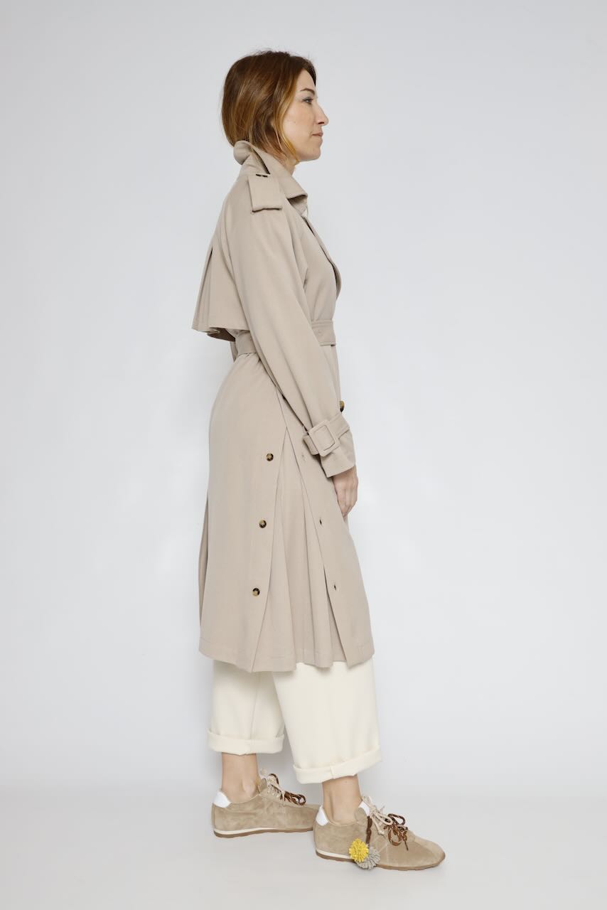 Gabardina larga de corte regular SC7002W45901-BEIGE
