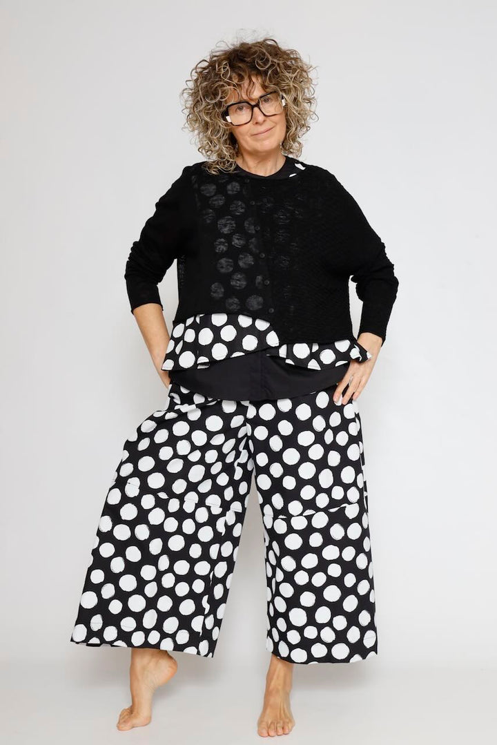 PANTALÓN LUNARES P6BM6336-NEGRO/BLANCO
